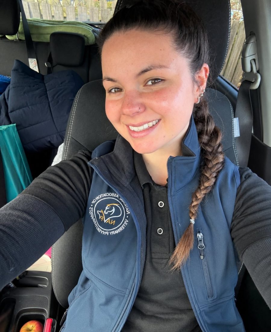 Annabel in her car between mobile visits